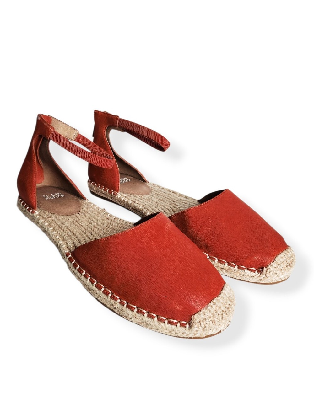 Eileen Fisher Red Leather Lace Espadrille Sandals Shoes Women's Size 11